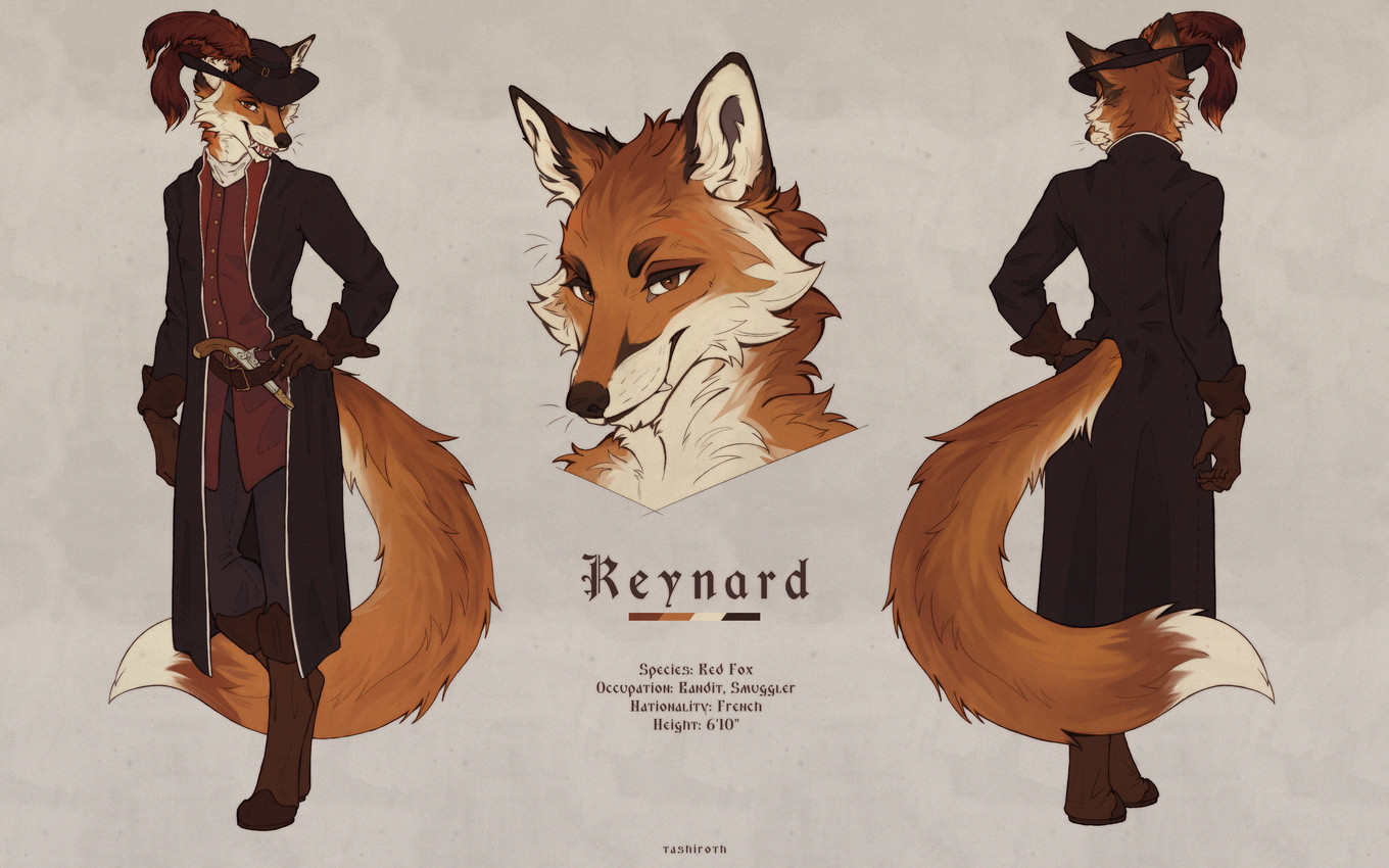 anthro boots brown_eyes clothed clothing fangs fangs_bared fluffy fluffy_ears fluffy_tail footwear fur gloves grin gun handgun handwear hat headgear headwear leather leather_clothing leather_gloves leather_handwear long_tail male pistol ranged_weapon red_body red_fur shoes slim smile solo tail teeth text weapon white_body white_fur tashiroth canid canine fox mammal red_fox true_fox 16:10 absurd_res english_text hi_res huge_filesize model_sheet widescreen