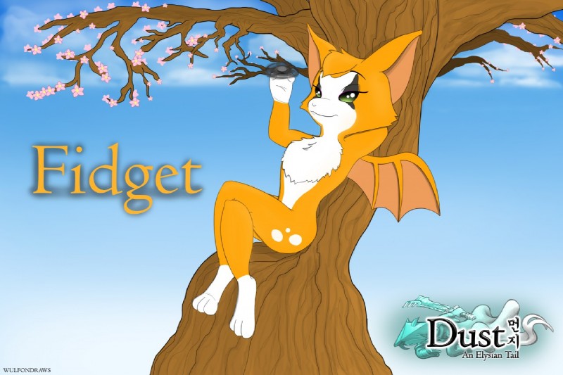 anthro fidget_spinner fur humor looking_at_viewer membrane_(anatomy) membranous_wings orange_body orange_fur pun solo white_body white_fur wings yellow_body yellow_fur wulfondraws dust:_an_elysian_tail fidget_(elysian_tail) bat mammal nimbat 2017 digital_media_(artwork) meme