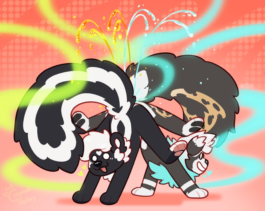 chibi skunk_spray smell smelly spray crownedvictory skahyoonk smells ictonychine mammal marbled_polecat mephitid mustelid musteline polecat_(mustelid) skunk 2024 absurd_res hi_res tagme