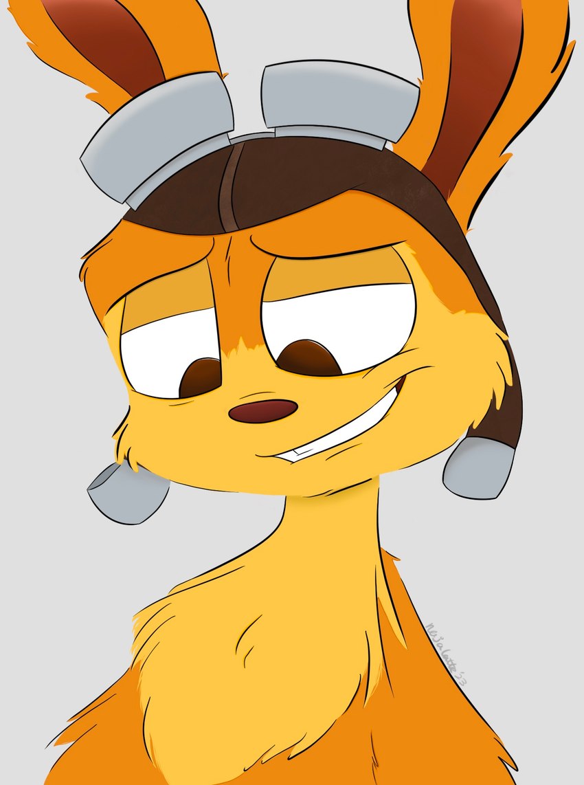 chest_tuft eyewear eyewear_on_head feral fur goggles goggles_on_head looking_down male orange_body orange_fur semi-anthro simple_background solo suggestive_expression tuft white_background najalatte jak_and_daxter naughty_dog sony_corporation sony_interactive_entertainment daxter mammal mustelid ottsel digital_media_(artwork) hi_res