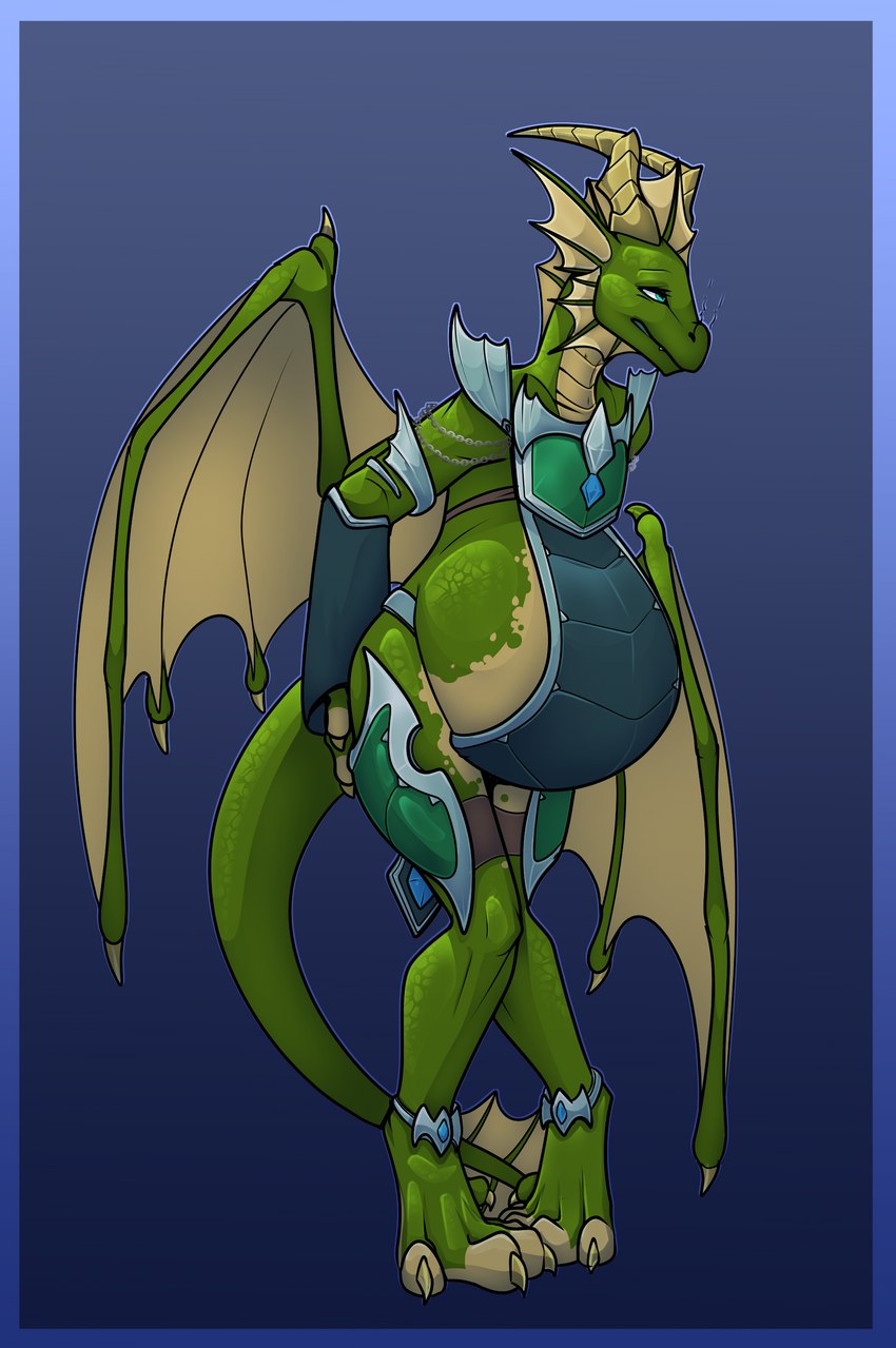 anthro armor belly big_belly clothing female holding_butt pigeon_toed pregnant solo strained tabard tail bastiel blizzard_entertainment european_mythology mythology warcraft dracthyr dragon mythological_creature mythological_scalie scalie western_dragon 2022 absurd_res hi_res