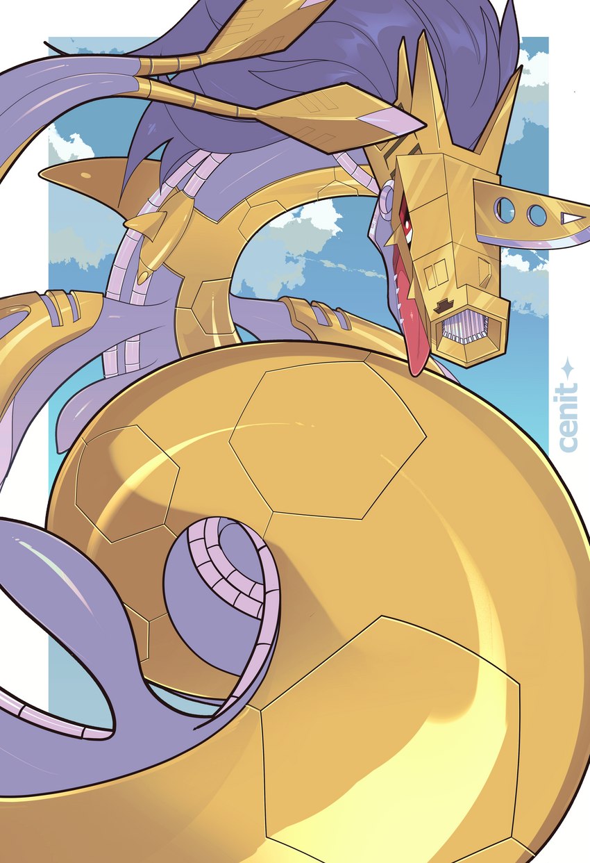 feral serpentine solo tongue tongue_out quinto bandai_namco digimon digimon_(species) metalseadramon sea_serpent absurd_res hi_res