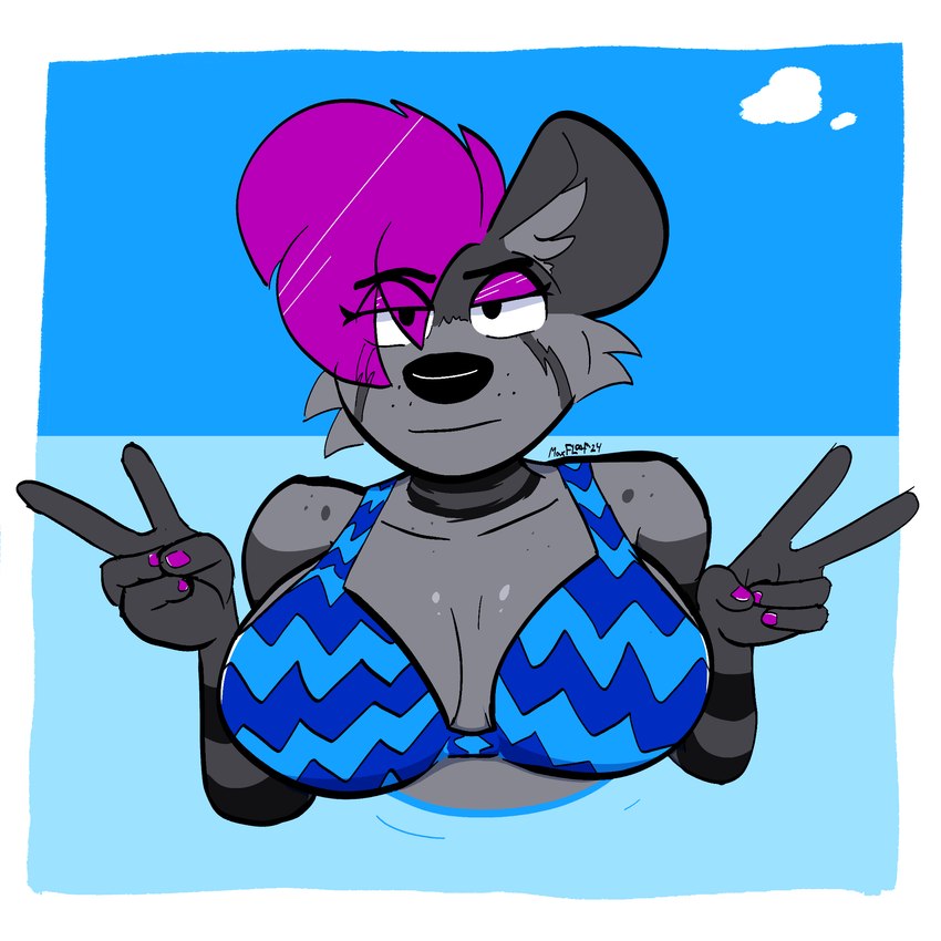 after_transformation anthro beach bikini breasts clothed clothing female gender_transformation gesture hand_gesture makeup solo summer swimwear transformation two-piece_swimsuit v_sign water maxfloof max_(maxfloof) hyena mammal 1:1 hi_res portrait sketch