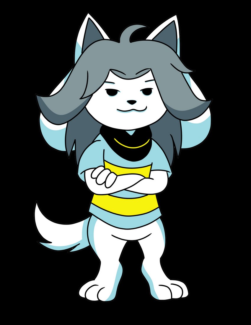 anthro clothed clothing fur hair solo topwear white_body blues-lesharpe undertale undertale_(series) bob_(undertale) temmie_(undertale) canid canine felid feline mammal tem alpha_channel hi_res