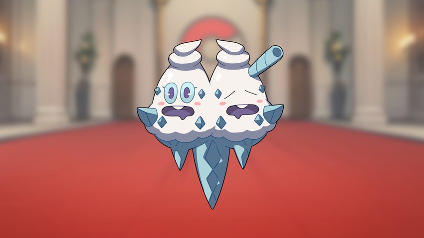 2_mouths ambiguous_gender blue_body blue_eyes blurred_background eyes_closed food multi_mouth open_mouth purple_tongue solo teeth tongue white_body drunk_oak nintendo pokemon food_creature generation_5_pokemon pokemon_(species) vanilluxe 16:9 2023 hi_res widescreen