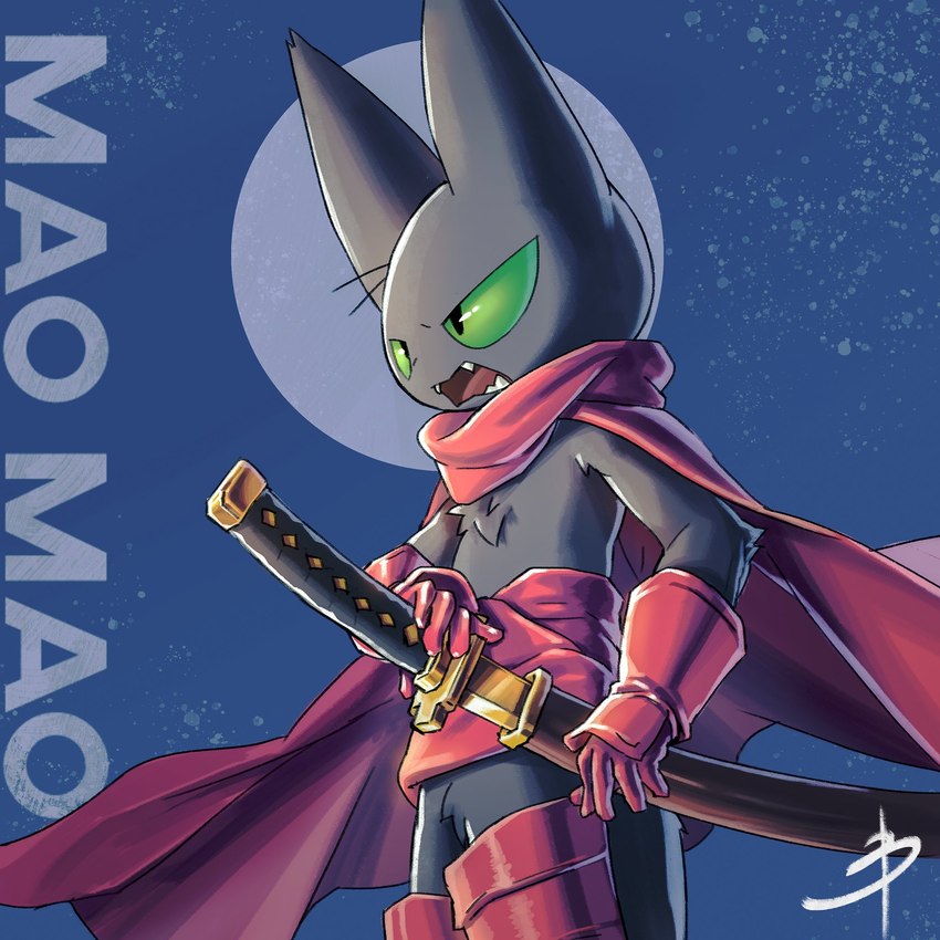 angry anthro armor billowing_cape cape chest_tuft clothing detailed_background featureless_crotch fighting_pose frown full_moon gloves green_sclera handwear holding_katana holding_melee_weapon holding_object holding_sword holding_weapon katana male male_anthro melee_weapon moon open_mouth pose red_cape red_clothing red_gloves red_handwear scabbard scowl sharp_teeth solo standing sword teeth three-quarter_view tuft unconvincing_armor unsheathing_weapon weapon wind blaedic cartoon_network mao_mao:_heroes_of_pure_heart sheriff_mao_mao_mao felid feline mammal 1:1 2019 character_name hi_res icon portrait three-quarter_portrait