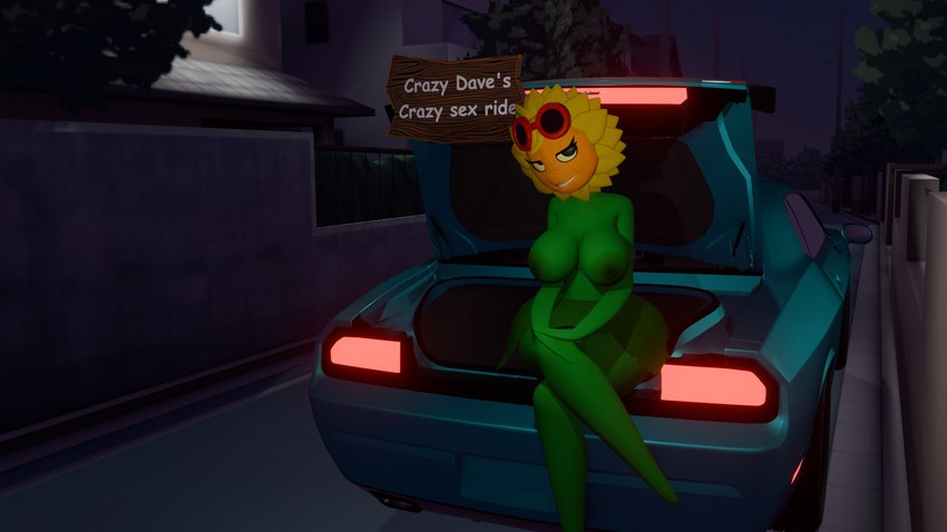 bedroom_eyes clothed clothing detailed_background female half_naked looking_at_viewer narrowed_eyes plant prostitution seductive sign signpost smile smiling_at_viewer smirk smirking_at_viewer solo text sonlink electronic_arts plants_vs._zombies plants_vs._zombies_heroes popcap_games solar_flare_(pvz) elemental_creature elemental_humanoid flora_fauna humanoid plant_humanoid 2025 hi_res