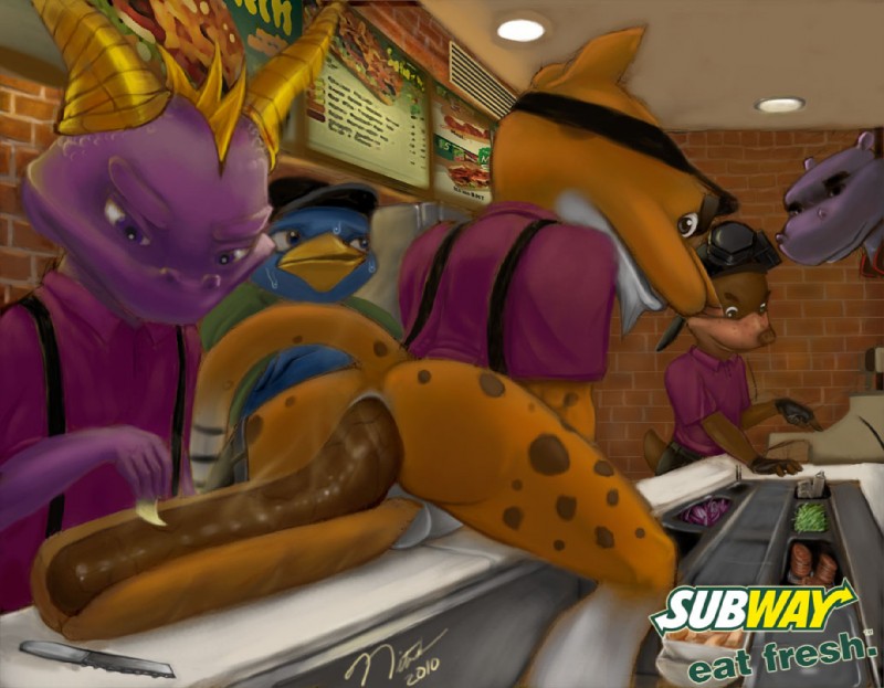 blink the mole, bruno, hunter, sgt. james byrd, and spyro (subway (restaurant) and etc) created by nitroxidle