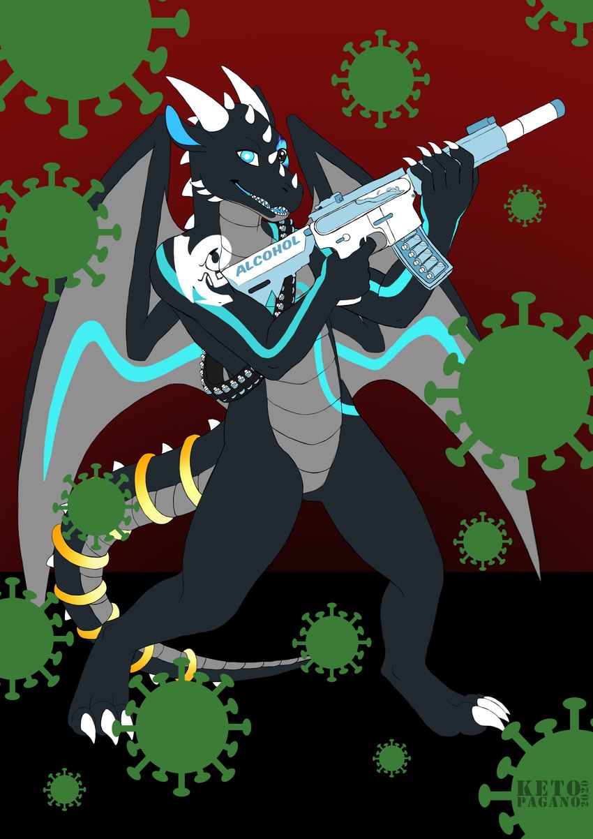 anthro gun male ranged_weapon solo tail toy toy_gun water_gun weapon wings keto_pagano covid-19_pandemic mythology khyther_pyroxen_(ragingmoonbeam) dragon hybrid kobold mythological_creature mythological_scalie scalie absurd_res hi_res