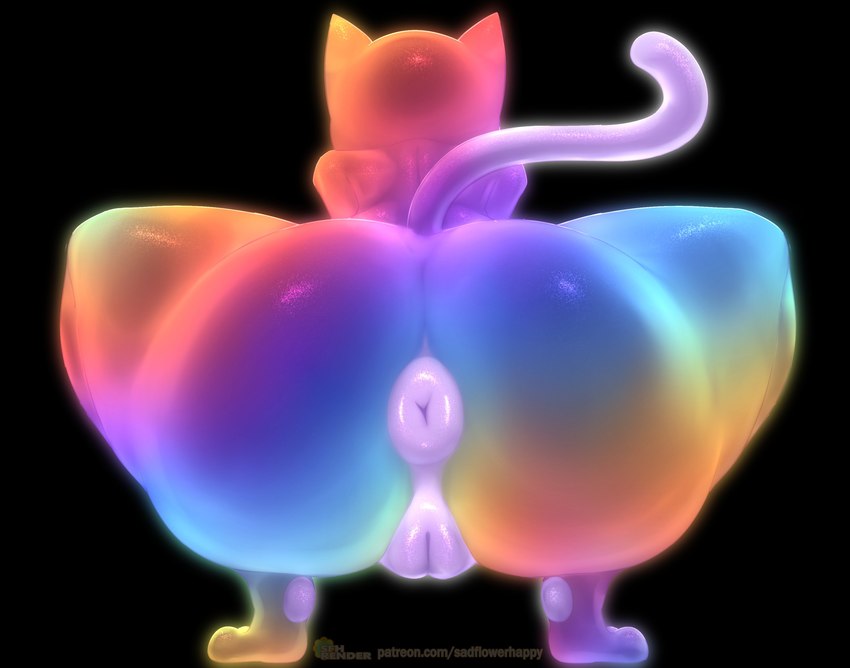 anthro anus big_butt butt crouching female genitals multicolored_body plump_labia presenting presenting_anus presenting_hindquarters puffy_anus pussy rear_view solo sparklefur thick_thighs wide_hips sadflowerhappy rainbow_(sadflowerhappy) domestic_cat felid feline felis mammal absurd_res colorful_theme hi_res