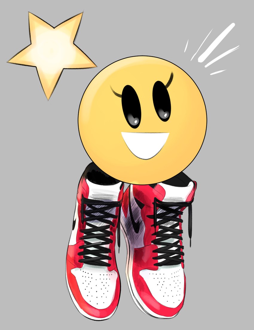 black_eyes clothing female footwear not_furry shoes smile sneakers solo yellow_body ota_(artist) mario_and_luigi_(series) mario_bros nintendo starlow sphere_creature star_sprite hi_res