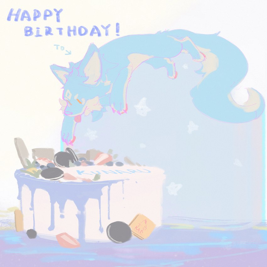 birthday_cake blep blue_body blue_fur cake cookie countershade_fur countershading dessert feral food fur male pawpads pink_pawpads quadruped red_eyes solo tongue tongue_out white_body white_countershading nekokaii mythology oreo_cookie dragon furred_dragon furred_scalie mythological_creature mythological_scalie scalie 1:1 2021 hi_res