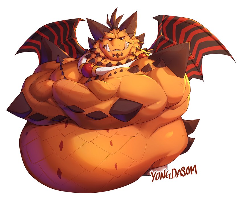 anthro belly biceps big_belly collar crossed_arms horn looking_down male musclegut muscular muscular_anthro muscular_male overweight overweight_anthro overweight_male solo spikes teeth tusks wings yongdasom activision mythology spyro_reignited_trilogy spyro_the_dragon magnus_(spyro) rescued_dragons_(spyro) dragon mythological_creature mythological_scalie scalie 2023 half-length_portrait hi_res portrait signature