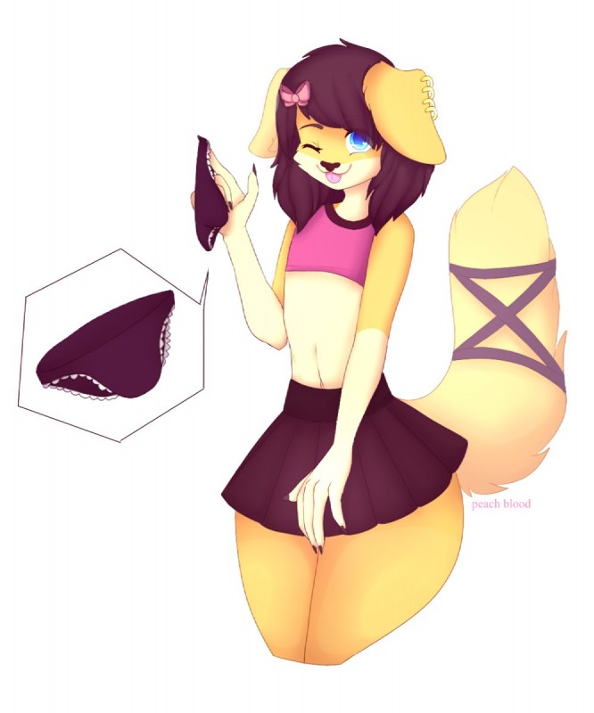 clothed clothing female flat_chested panties underwear peach_blood interphore thelly bird_dog canid canine canis domestic_dog golden_retriever hunting_dog mammal retriever 5:6 hi_res