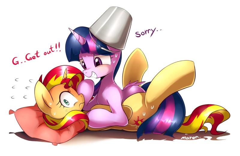 sunset shimmer and twilight sparkle (friendship is magic and etc) created by marenlicious