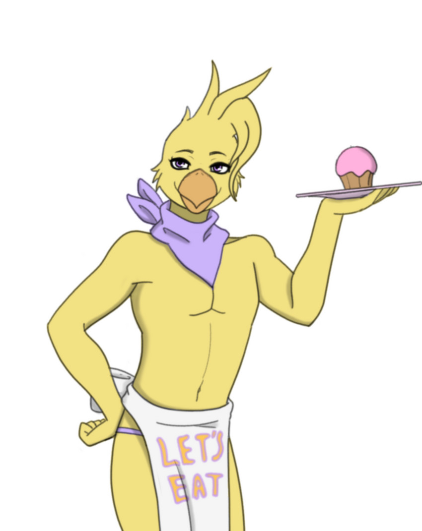 anthro beak crossgender cupcake feathers femboy food holding_object holding_plate kerchief male neckerchief neckwear simple_background solo white_background yellow_body yellow_feathers qunteki five_nights_at_freddy's scottgames chica_(fnaf) avian bird chicken galliform gallus_(genus) phasianid colored_sketch hi_res sketch