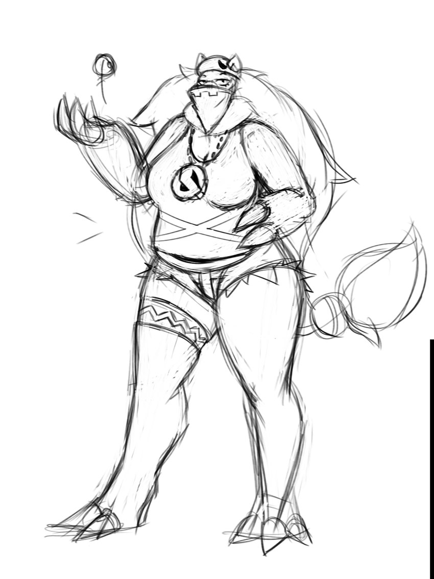 anthro bottomwear breasts clothed clothing female hair pokeball ponytail shorts slightly_chubby solo text dracozhilla nintendo patreon pokemon zor_(nya4) generation_5_pokemon pokemon_(species) zoroark 3:4 hi_res monochrome sketch url