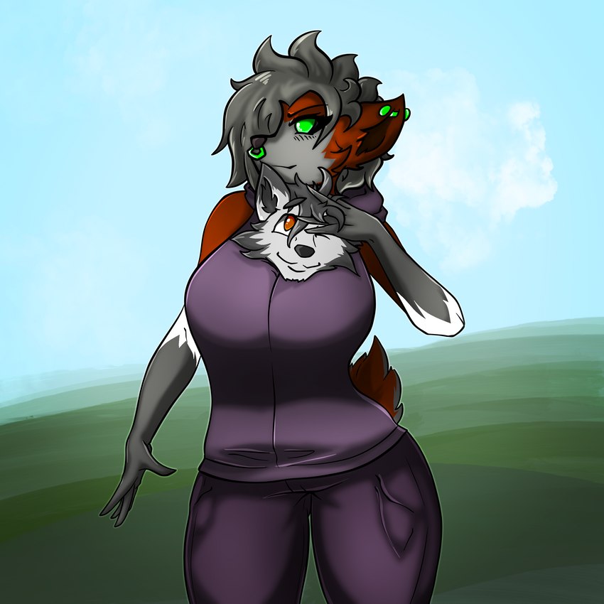 anthro female fur grey_body grey_fur male jim_(itsjimmm) canid canine canis domestic_dog husky hyena mammal nordic_sled_dog spitz spotted_hyena 1:1 absurd_res hi_res