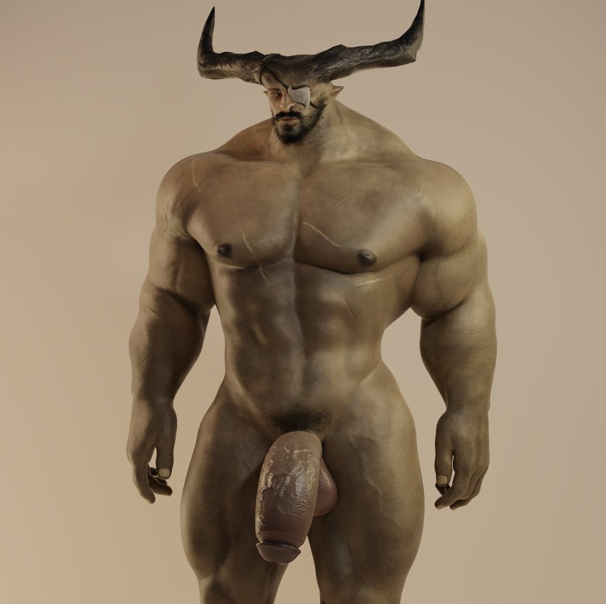 2_horns abs balls big_penis front_view genitals glans horn male muscular muscular_humanoid muscular_male nipples nude pecs penis scar simple_background solo thick_penis vein veiny_muscles veiny_penis veiny_thighs voluox bioware dragon_age electronic_arts iron_bull humanoid qunari 3d_(artwork) absurd_res digital_media_(artwork) hi_res