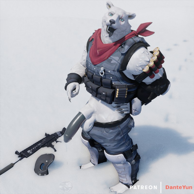 animal_genitalia animal_penis anthro balls black_claws claws clothed clothing day erection fur genitals humanoid_genitalia humanoid_penis male nude outside penis snow solo standing white_body white_fur conditional_dnp dante_yun epic_games fortnite polar_patroller bear mammal polar_bear ursine 1:1 2020 3d_(artwork) digital_media_(artwork)