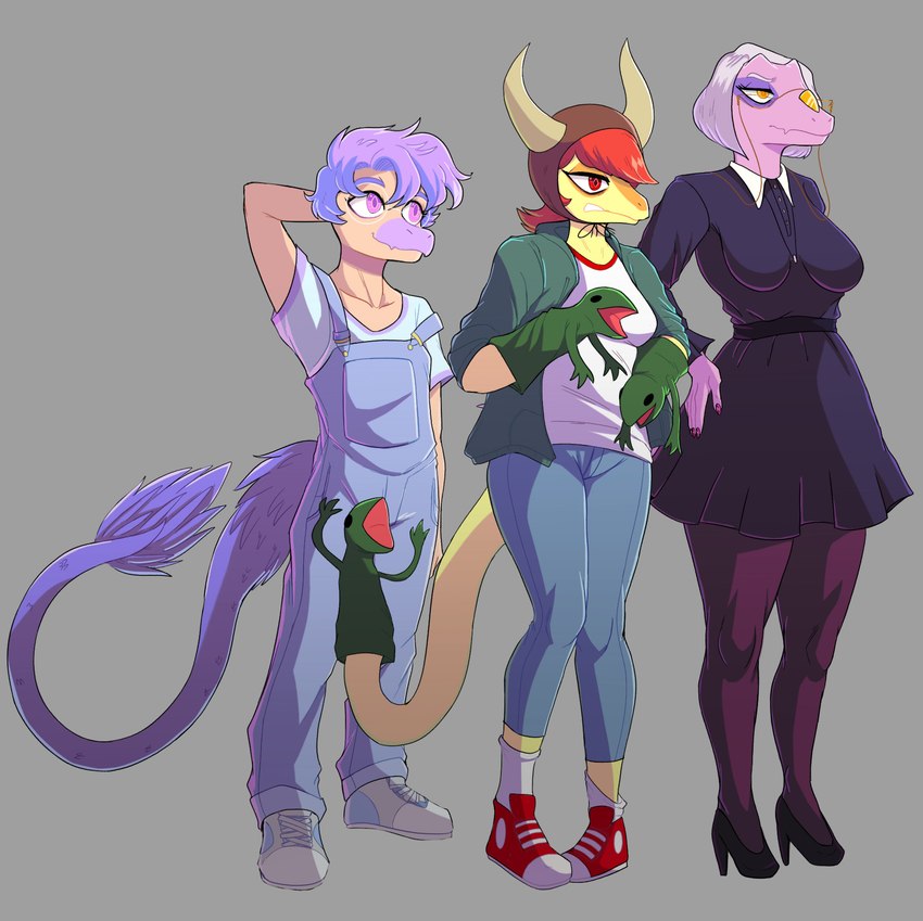 mrs. roberts, sage, and schizo chan (goodbye volcano high and etc) created by deadassspider