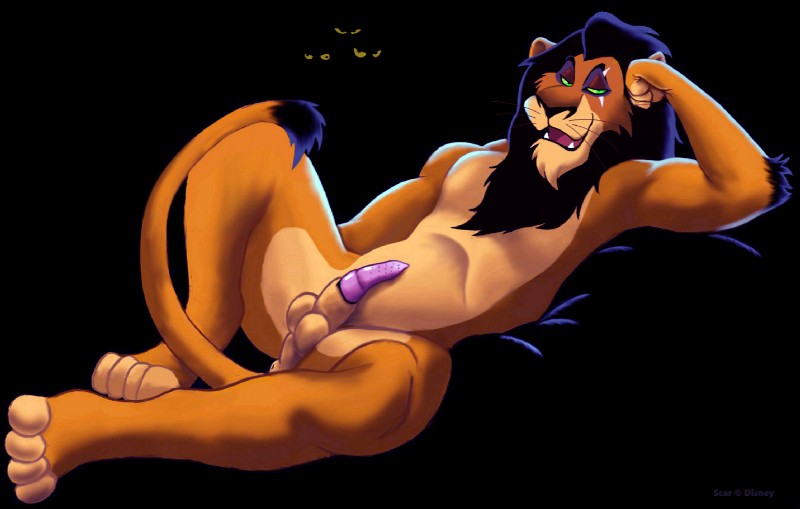 animal_genitalia anthro anthrofied anus balls biped black_background black_hair butt erection genitals hair male mane muscular muscular_anthro muscular_male penile_spines penis scar sheath simple_background solo tarolyon disney the_lion_king scar_(the_lion_king) felid lion mammal pantherine