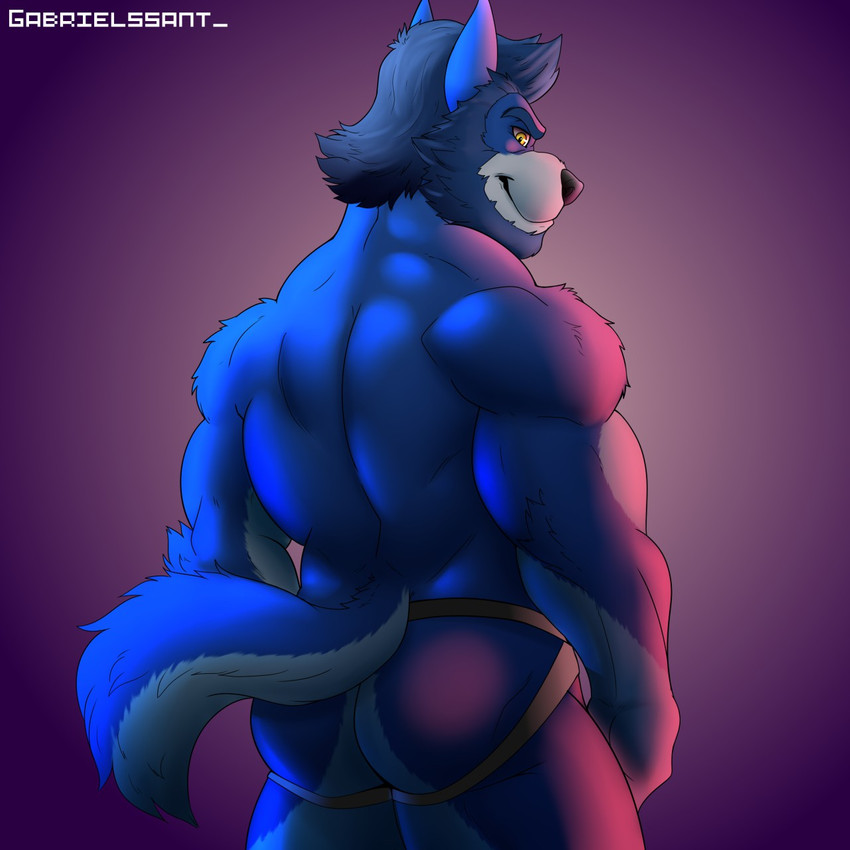 anthro back_muscles beard butt clothing deltoids facial_hair jockstrap male muscular muscular_anthro muscular_male rear_view solo triceps underwear belwulf gabrielssant psychotalbain canid canine canis mammal wolf 1:1 digital_drawing_(artwork) digital_media_(artwork) hi_res