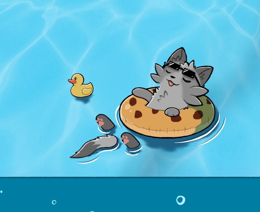 eyewear floatie fur glasses grey_body grey_fur inflatable paws water resachii sachii_(resachii) domestic_ferret gulonine mammal marten mustelid musteline true_musteline weasel hi_res