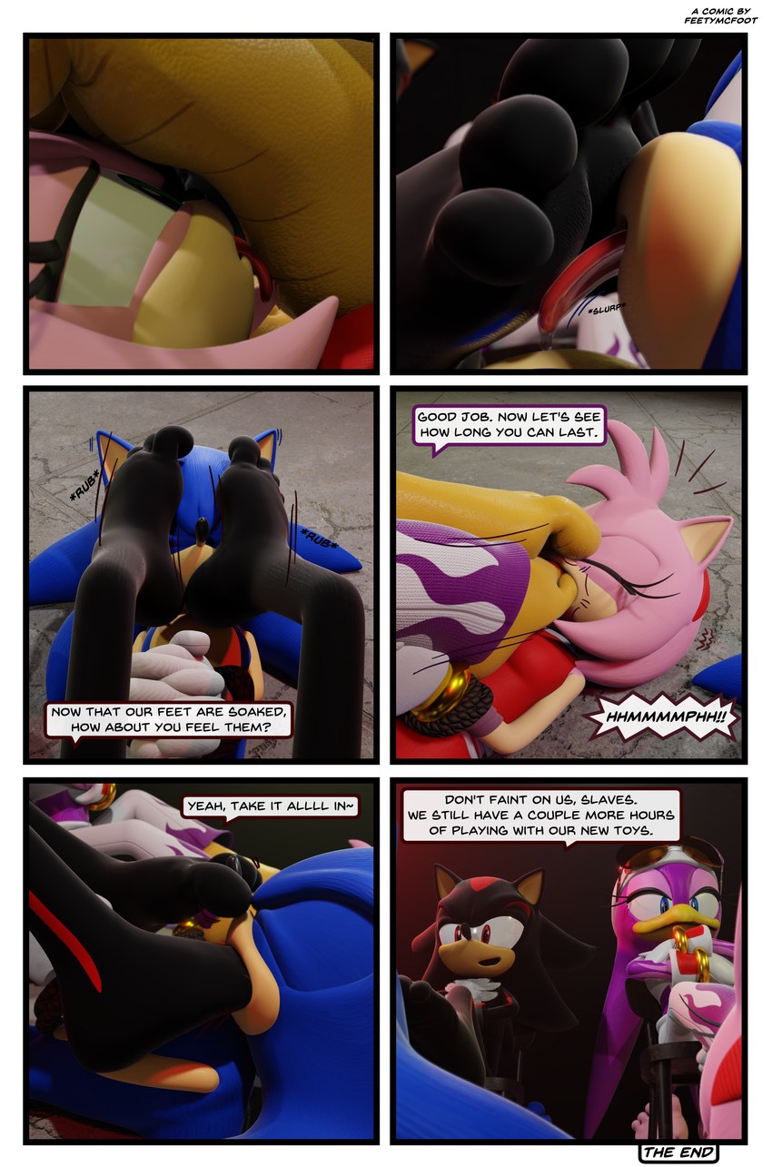 5_toes anthro barefoot dialogue feet female female/female foot_fetish foot_focus foot_in_mouth foot_lick foot_on_face foot_play group licking male male/male soles speech_bubble text toes tongue feetymcfoot sega sonic_riders sonic_the_hedgehog_(series) amy_rose shadow_the_hedgehog sonic_the_hedgehog wave_the_swallow 3d_(artwork) absurd_res comic digital_media_(artwork) english_text hi_res