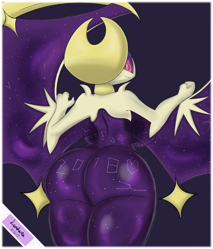 anthro anthrofied big_butt body_writing butt constellation female holidays huge_butt looking_at_viewer pokemorph rear_view red_eyes seductive solo star thick_thighs wide_hips wings writing_on_butt lumihanta tohtori_crow new_year nintendo pokemon bat generation_7_pokemon legendary_pokemon lunala mammal pokemon_(species) 2018 digital_media_(artwork) hi_res