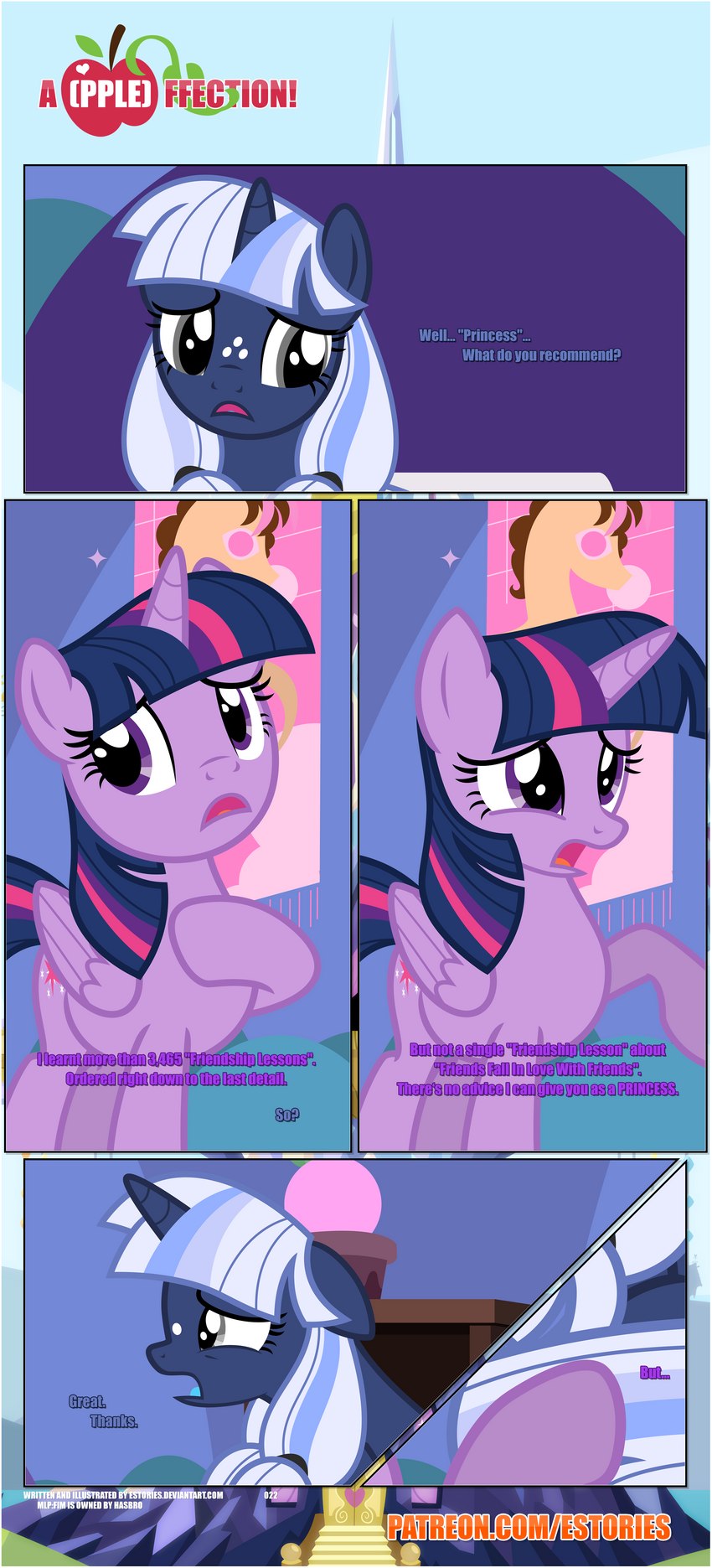 bangs bedroom black_border border castle_of_friendship cutie_mark dialogue downcast duo ears_down ears_up female feral folded_wings freckled_face freckles frown horn inside pivoted_ears poster wings estories friendship_is_magic hasbro my_little_pony mythology silverlay_(estories) twilight_sparkle_(mlp) equid equine mammal mythological_creature mythological_equine unicorn winged_unicorn absurd_res hi_res sibling_(lore) sister_(lore) sisters_(lore)