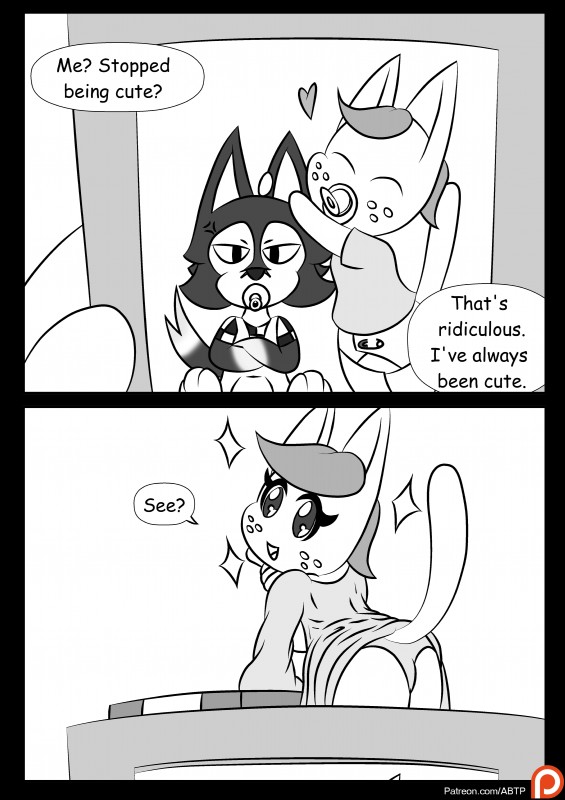 anthro baby clothed clothing diaper female first_person_view food fruit heart_symbol male photo plant text young abtp animal_crossing nintendo lobo_(animal_crossing) tangy_(animal_crossing) canid canine canis domestic_cat elemental_creature felid feline felis flora_fauna food_creature living_fruit mammal wolf absurd_res comic english_text hi_res