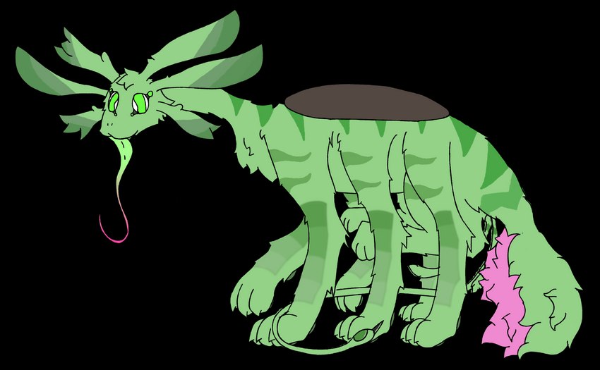 3_stinger_tail 4_tails 6_ears 6_eyes 8_legs ambiguous_gender black_stinger claws ear_markings feral fluffy fluffy_tail fur gradient_tongue green_body green_claws green_ears green_eyes green_fur green_hair green_pawpads green_stinger green_tail green_tongue hair hindpaw leg_markings long_tongue markings multi_ear multi_eye multi_tail multicolored_body multicolored_ears multicolored_fur notched_ear pawpads paws pink_body pink_fur pink_tail pink_tongue pronouns smile solo stated_pronouns stated_species stinger stinger_tail striped_body striped_fur striped_legs striped_markings stripes tail tail_markings tongue two_tone_body two_tone_ears two_tone_fur two_tone_markings_claws two_tone_stinger lilya_nida gentari_(lilya_nida) alien octobax 2023 absurd_res alpha_channel character_name digital_drawing_(artwork) digital_media_(artwork) hi_res model_sheet