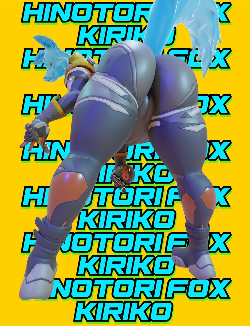 anthro big_butt bomb butt butt_focus camel_toe clothed clothing curvy_figure cyberpunk explosives female futuristic gear gesture hand_gesture holding_object holding_weapon hologram knife looking_at_viewer looking_back presenting presenting_hindquarters simple_background solo tail thick_thighs v_sign weapon wide_hips y2k_(graphic_design) dunkin_kk_(artist) blender_cycles blizzard_entertainment overwatch kiriko_(overwatch) kitsune_(overwatch) canid canine fox fox_spirit mammal spirit 2024 3d_(artwork) absurd_res blender_(artwork) digital_media_(artwork) hi_res letterbox