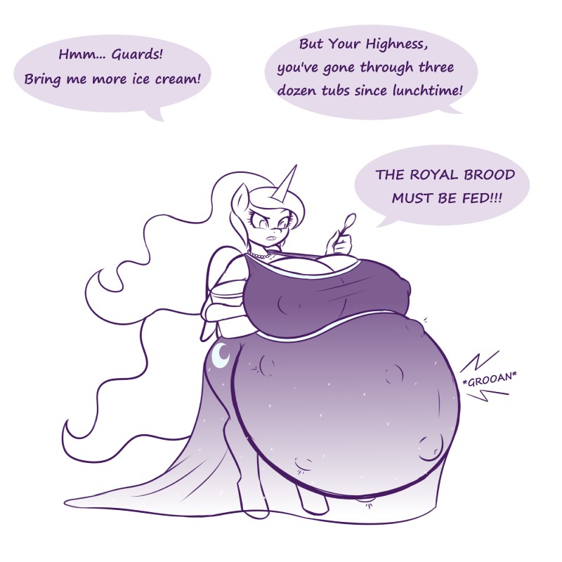 anthro anthrofied belly big_belly big_breasts breasts butt cleavage clothed clothing dress female fetal_movement huge_breasts hyper hyper_pregnancy pregnant pregnant_anthro pregnant_female simple_background solo text white_background forfun41 friendship_is_magic hasbro my_little_pony princess_luna_(mlp) equid equine horse mammal pony 1:1 absurd_res english_text hi_res monochrome