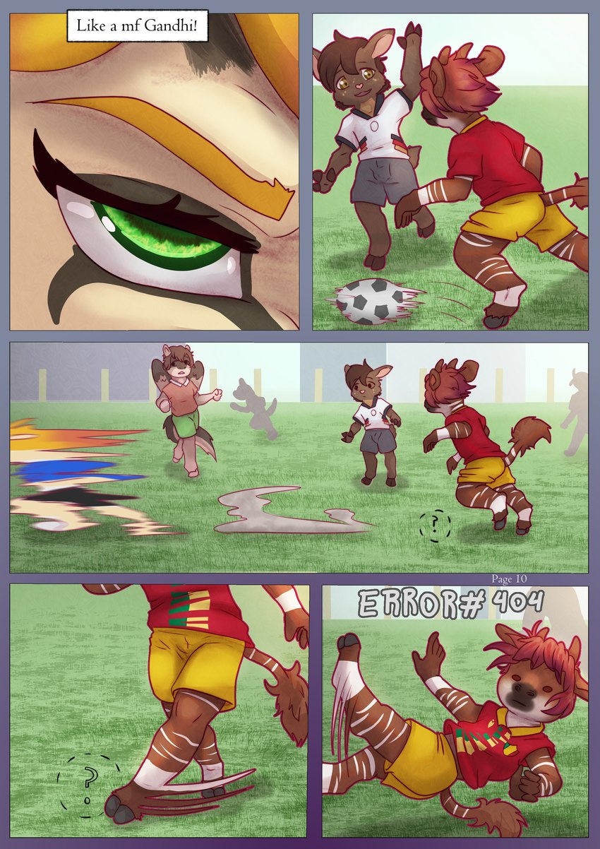 angry anthro ball confuse female football_field football_player group looking_at_viewer male soccer soccer_ball sport text wings young liryal mythology ituri_(liryal) savanna_(liryal) cheetah deer equid equine felid feline giraffid mammal mythological_creature mythological_equine okapi pegasus absurd_res comic english_text hi_res