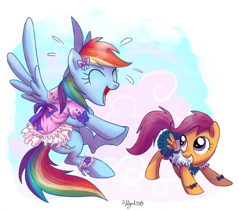 rainbow dash and scootaloo (friendship is magic and etc) created by adlynh