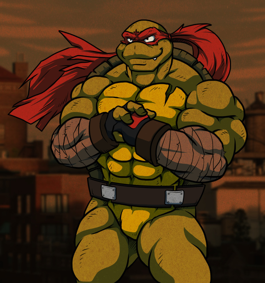 abs anthro band-aid bandage biceps cracking_knuckles kerchief male muscular muscular_anthro muscular_male pecs scar shell solo teeth rackun teenage_mutant_ninja_turtles raphael_(tmnt) reptile scalie turtle hi_res