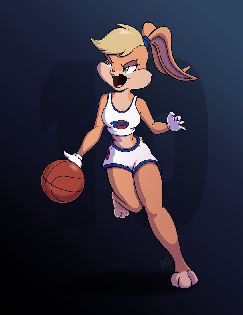 3_toes 4_fingers anthro ball basketball basketball_(ball) basketball_uniform blonde_hair bottomwear clothed clothing feet female fingers fur gloves gradient_background green_eyes hair handwear long_ears midriff open_mouth scut_tail short_tail shorts simple_background small_chest solo sportswear tail tan_body tan_fur toes topwear tune_squad_outfit tune_squad_outfit_(1996) uniform white_bottomwear white_clothing white_gloves white_handwear white_shorts white_topwear statx015 looney_tunes space_jam warner_brothers lola_bunny lagomorph leporid mammal rabbit 2021 absurd_res hi_res