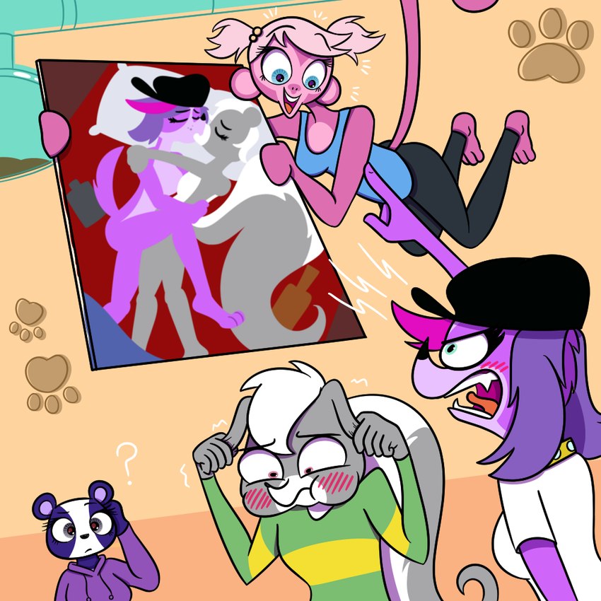 angry blush embarrassed gesture hand_gesture kissing nude painting pointing himitsu hasbro littlest_pet_shop littlest_pet_shop_(2012) minka_mark penny_ling pepper_clark zoe_trent bear canid canine canis domestic_dog giant_panda haplorhine mammal mephitid monkey primate skunk 1:1