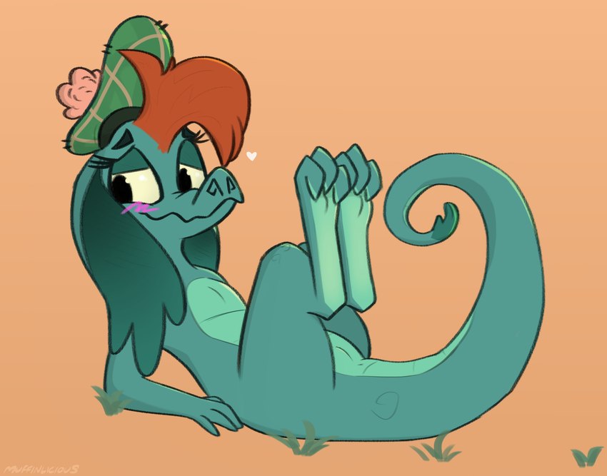 anthro anus blush curious feet female genitals half-closed_eyes legs_up looking_down lying narrowed_eyes pussy shy soles solo muffinlicious nessie_(disney) loch_ness_monster absurd_res hi_res