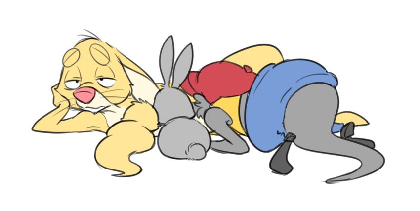 breastfeeding clothing crossgender fur grey_body half-closed_eyes hat headgear headwear long_ears narrowed_eyes pink_nose plushie tail thick_tail topwear vest whiskers yellow_body yellow_fur 4pcsset disney winnie_the_pooh_(franchise) rabbit_(winnie_the_pooh) stan_the_woozle lagomorph leporid mammal mustelid musteline rabbit true_musteline weasel woozle