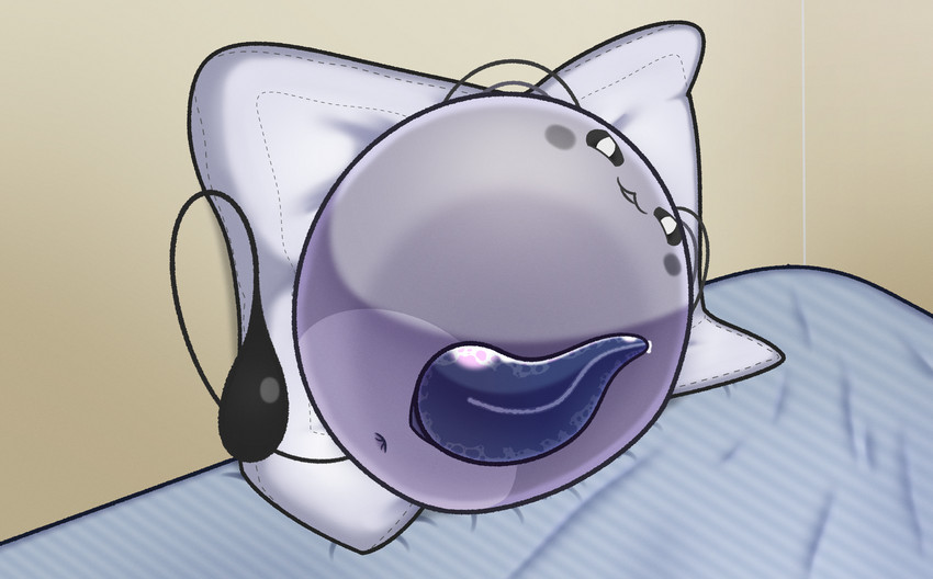 anus bed furniture genitals inside looking_at_viewer male not_furry penis pillow presenting slime solo tapering_penis translucent neitsuke sphere_creature hi_res