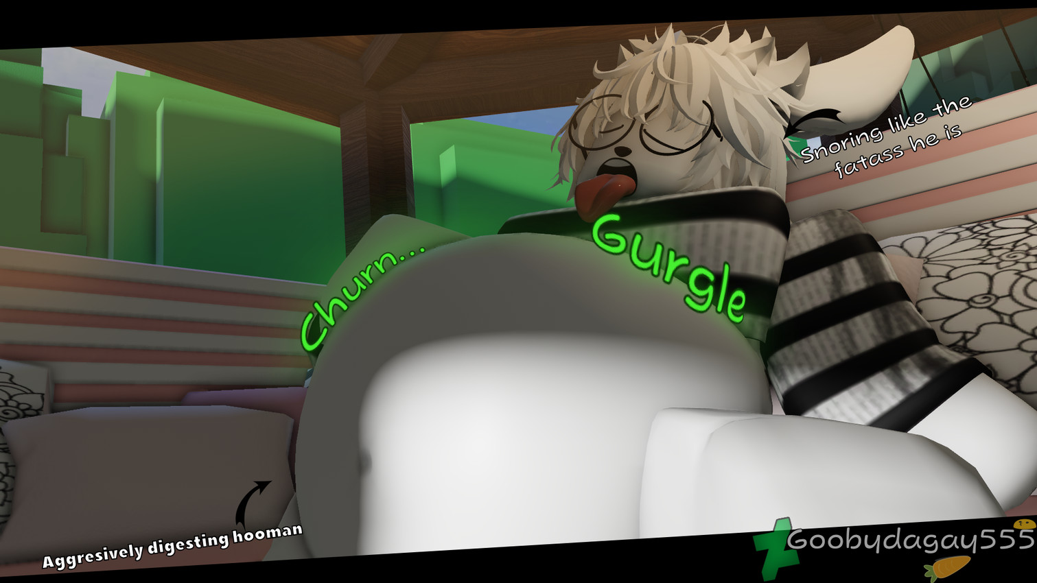 anthro digestion digestion_noises femboy male murderer sleeping solo tired tongue tongue_out vore goobydagay555 roblox hare lagomorph leporid mammal 16:9 3d_(artwork) digital_media_(artwork) hi_res widescreen
