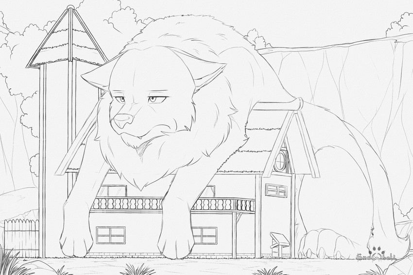 4_toes ambiguous_gender barefoot bored building cheek_tuft claws detailed_background door facial_tuft fangs feet fence feral fluffy fluffy_tail front_view fur fur_tuft gentle_giant grass half-closed_eyes house lying macro narrowed_eyes neck_tuft nude on_front on_roof outside paws plant quadruped sky solo symbol tail teeth text three-quarter_view toes tree tuft white_claws window s2-freak schwarzpelz canid canine canis mammal wolf 2017 3:2 black_and_white digital_drawing_(artwork) digital_media_(artwork) english_text line_art monochrome sketch unfinished watermark