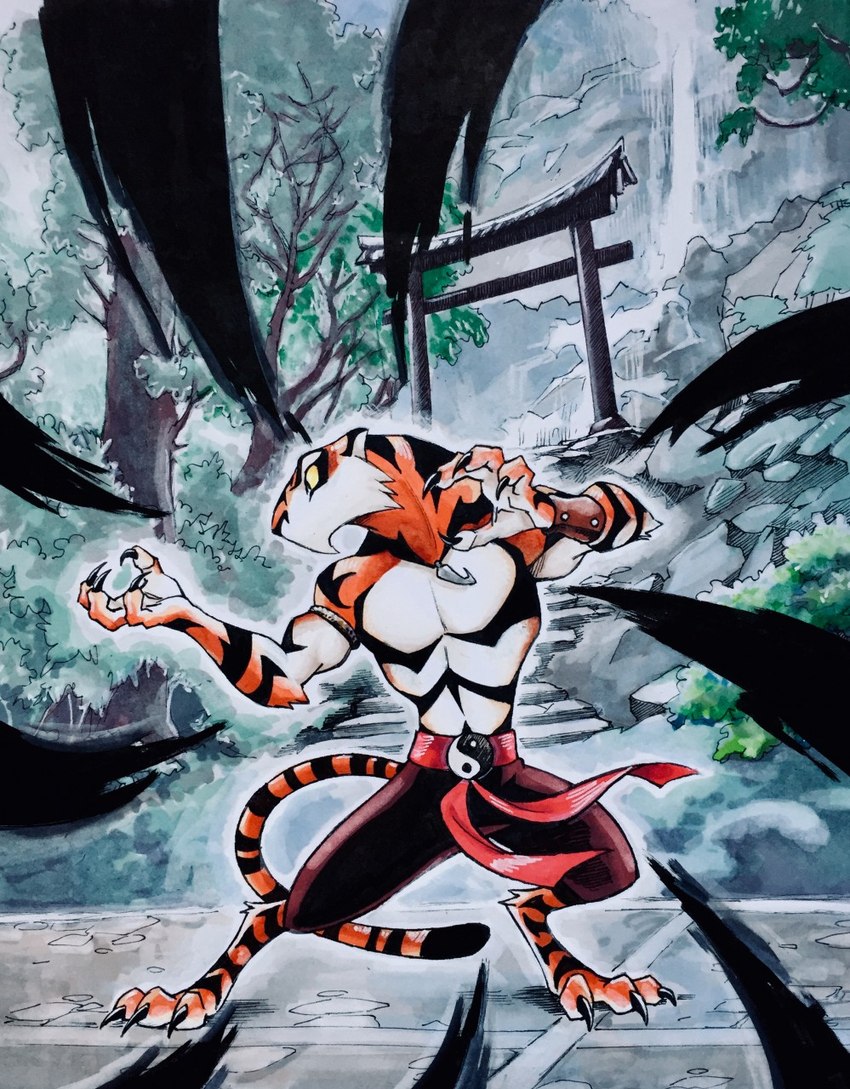 anthro fur kung_fu male muscular muscular_anthro muscular_male orange_body orange_fur pants_only solo striped_body striped_fur stripes training white_body white_fur twistedterra dreamworks t'ai_fu:_wrath_of_the_tiger wrath_of_the_tiger tai_fu felid mammal pantherine tiger hi_res