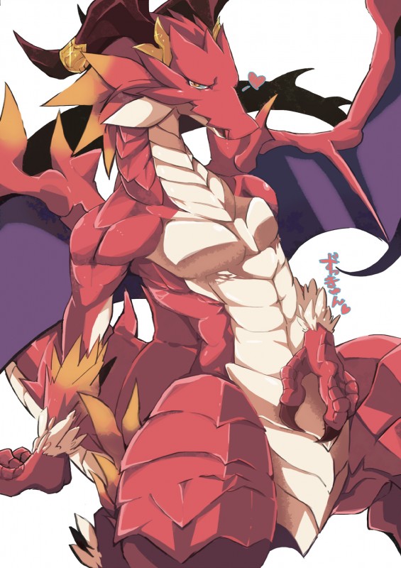 ambiguous_gender anthro claws femboy half-closed_eyes heart_symbol horn looking_at_viewer muscular muscular_ambiguous muscular_anthro muscular_femboy narrowed_eyes red_body red_scales scales solo tail wings h_rt2 cygames dragalia_lost european_mythology mythology nintendo brunhilda_(dragalia_lost) dragon mythological_creature mythological_scalie scalie western_dragon 2018 hi_res