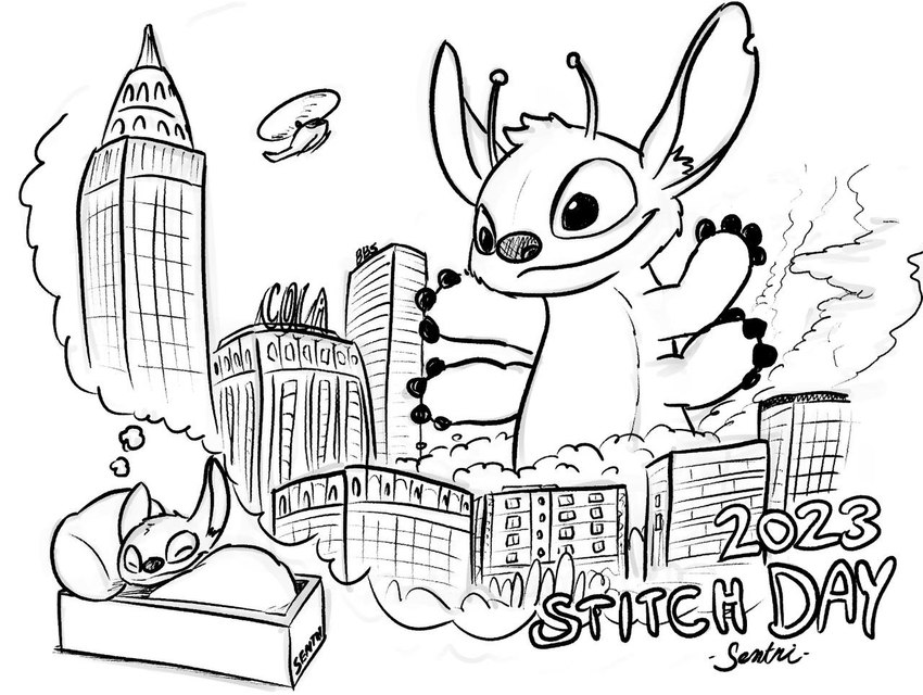 4_arms aircraft ambiguous_gender antennae_(anatomy) anthro biped building city crate destruction dream fur happy helicopter macro multi_arm multi_limb skyscraper sleeping smile smoke solo text vehicle bigpurplesentri disney lilo_and_stitch stitch_(lilo_and_stitch) alien experiment_(lilo_and_stitch) 2023 black_and_white english_text monochrome male_(lore)