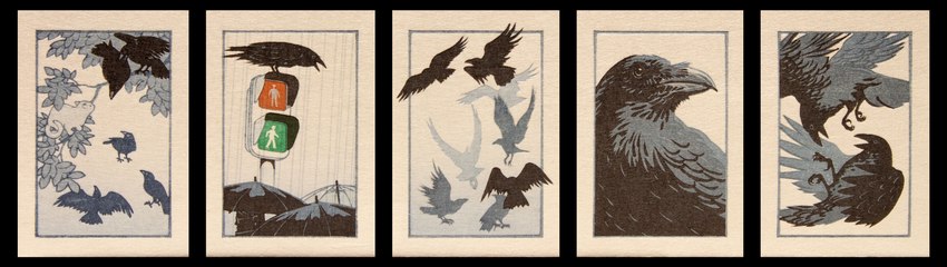 ambiguous_gender crosswalk feral fight flying group leaf outside plant print_(medium) tree umbrella mokuhankan thejedhenry avian bird corvid corvus_(genus) crow domestic_cat felid feline felis human mammal oscine passerine 2022 absurd_res hi_res