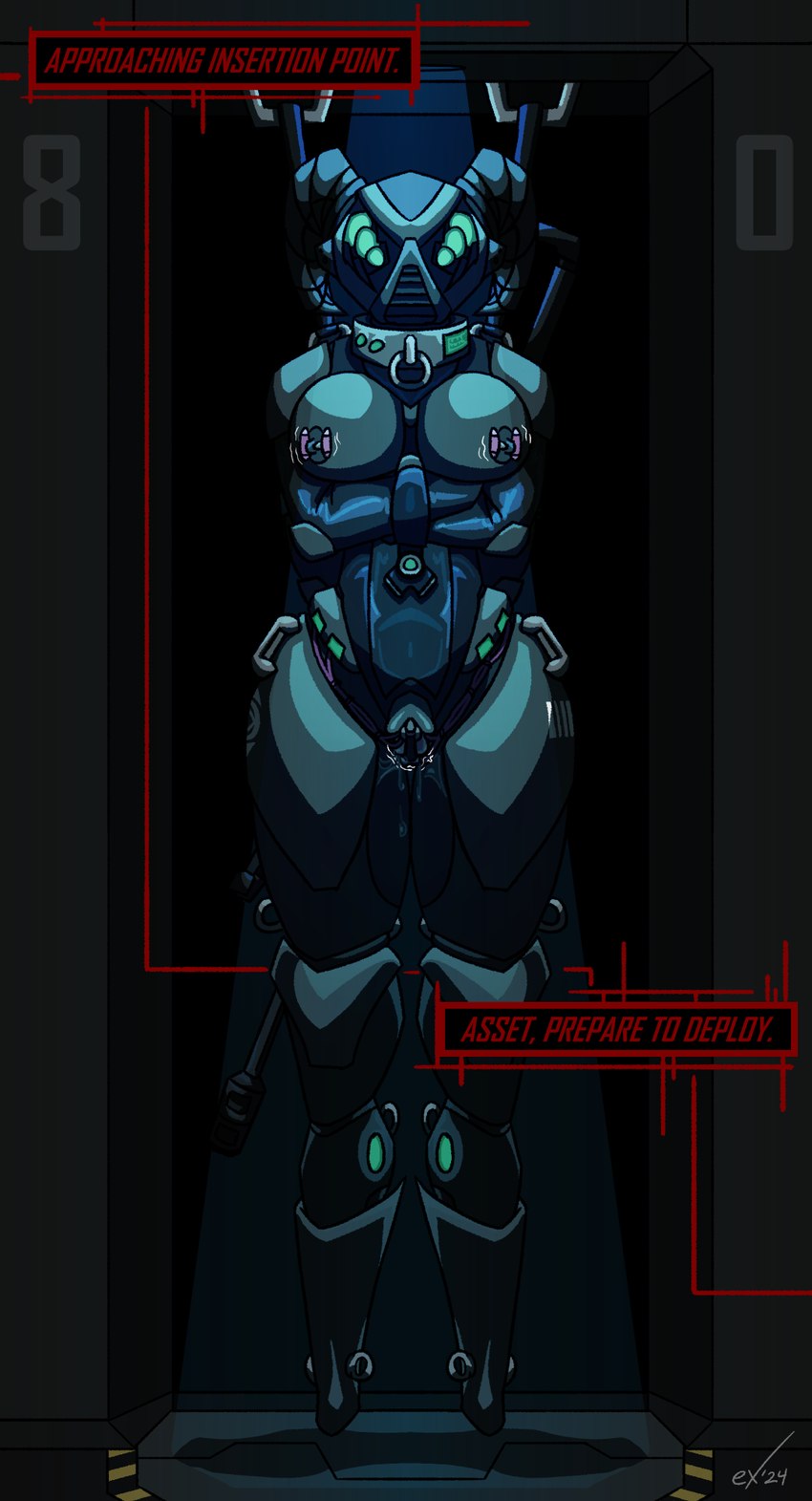 4_arms abdominal_bulge anthro areola armor barcode barcode_tattoo bdsm black_body bodily_fluids bondage bound breasts clitoris clitoris_piercing clothed clothing collar collar_ring dialogue dildo dildo_in_pussy dildo_insertion door dripping_pussy drone female forced gag gagged genital_fluids genital_piercing genitals gun handles_on_hips hands_behind_back headgear helmet horn latex latex_clothing machine mask multi_arm multi_limb nipple_piercing nipples number penetration piercing piercing_bondage pussy ranged_weapon restraints rifle science_fiction sex_toy sex_toy_in_pussy sex_toy_insertion simple_background skimpy slave sniper_rifle solo speech_bubble spotlight straitjacket strapped_in_toy straps submissive submissive_female suspension suspension_bondage tattoo text tight_clothing unconvincing_armor vaginal vaginal_fluids vaginal_penetration vibrator vibrator_in_pussy vibrator_on_nipple weapon wide_hips exophile acrp-001_"tiamat" android robot robot_anthro digital_media_(artwork) english_text hi_res
